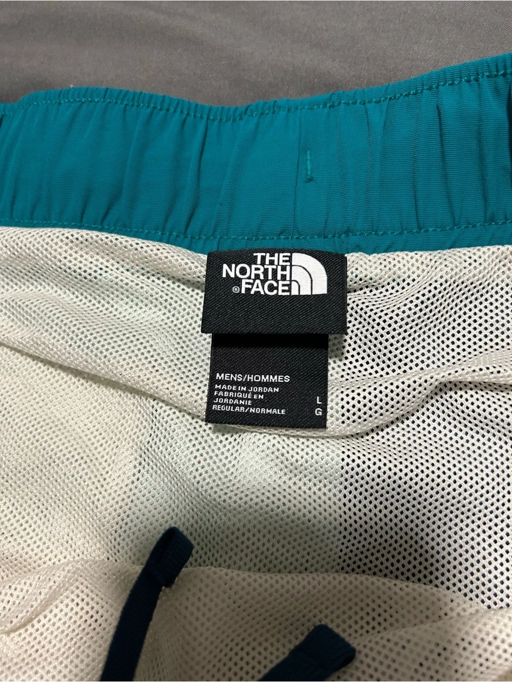 The North Face Colorblock Athletic Shorts - Teal, Navy & Light Mint Sz L